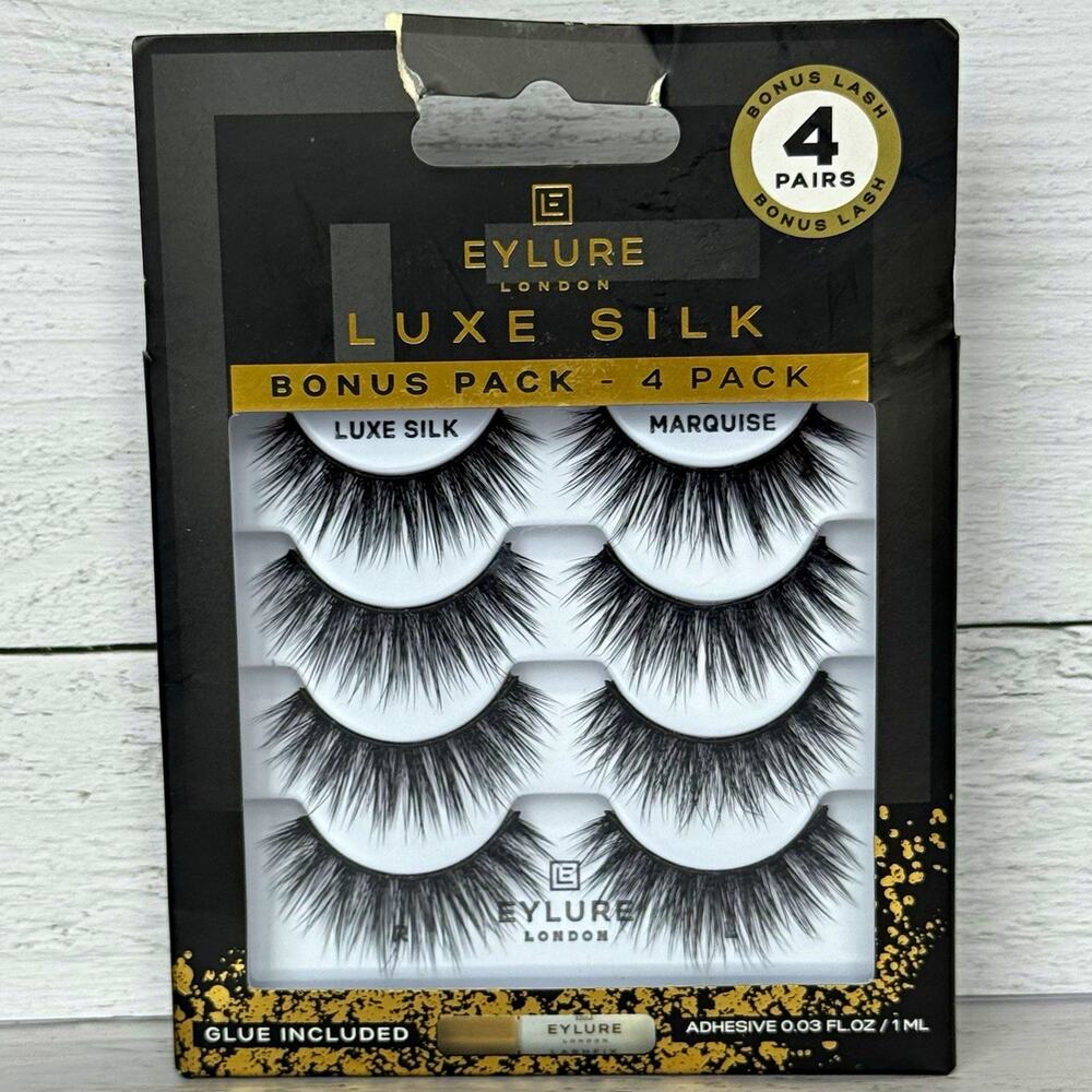 Eylure Luxe Silk Marquise Strip Lashes Long Black + Adhesive 0.03 fl oz